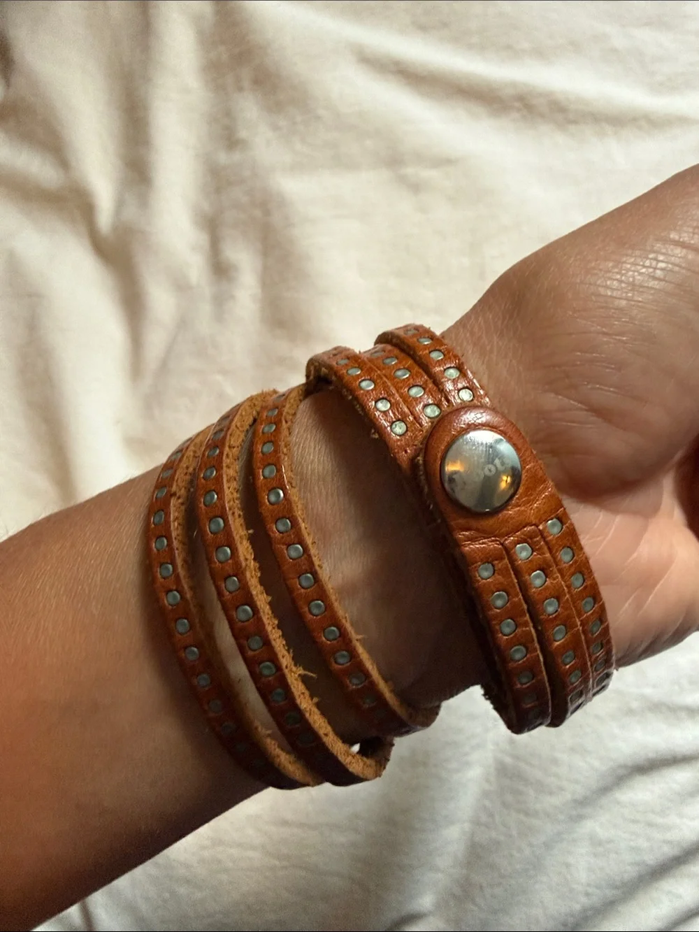 Roots Brown Studded Wrap Bracelet